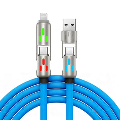 🔥 【2 kusy za 21 eur】 🔥 (dĺžka 2 metre) Kábel 4 v 1 PD 240 W – rýchle nabíjanie cez USB‑C, Lightning a USB‑A, hliník a silikón, synchronizácia dát ⚡📱