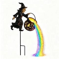 🧙♀️Záhradná dekorácia s čarodejnicou a ozdobnými zemnými svetlami