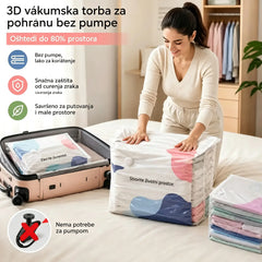 🧳【Set od 5 dijelova, 9600 kubičnih stopa】💨 Vakuumske vrećice za pohranu velikog kapaciteta koje se mogu stlačiti: Nije potrebna pumpa, nepropusne su, idealne za uštedu prostora u koferu i domu ✈️
