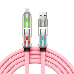 🔥 【2 kusy za 21 eur】 🔥 (dĺžka 2 metre) Kábel 4 v 1 PD 240 W – rýchle nabíjanie cez USB‑C, Lightning a USB‑A, hliník a silikón, synchronizácia dát ⚡📱