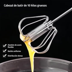 21€【 Conjunto de 2 piezas】Batidor de huevos semiautomático de acero inoxidable