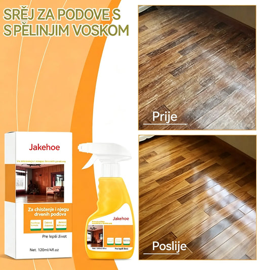 👍🍯Sprej za poliranje drva s pčelinjim voskom 120 ml (uključuje spužvu i ručnik) za njegu namještaja, sprječavanje pukotina i zaštitu boje.