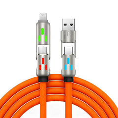 🔥 【2 kusy za 21 eur】 🔥 (dĺžka 2 metre) Kábel 4 v 1 PD 240 W – rýchle nabíjanie cez USB‑C, Lightning a USB‑A, hliník a silikón, synchronizácia dát ⚡📱