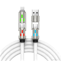 🔥 【2 kusy za 21 eur】 🔥 (dĺžka 2 metre) Kábel 4 v 1 PD 240 W – rýchle nabíjanie cez USB‑C, Lightning a USB‑A, hliník a silikón, synchronizácia dát ⚡📱