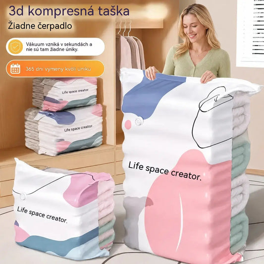 🧳【5-dielna sada】💨 Veľké, stlačiteľné vákuové úložné vrecko: nevyžaduje pumpičku, je nepriepustné a ideálne na úsporu miesta v kufri a doma ✈️