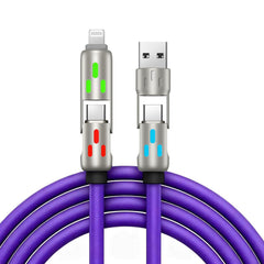 🔥 【2 kusy za 21 eur】 🔥 (dĺžka 2 metre) Kábel 4 v 1 PD 240 W – rýchle nabíjanie cez USB‑C, Lightning a USB‑A, hliník a silikón, synchronizácia dát ⚡📱