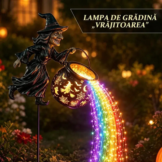 🧙♀️Záhradná dekorácia s čarodejnicou a ozdobnými zemnými svetlami