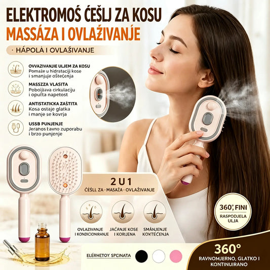 Samo 25 €! 📢📢 Nevjerojatna ponuda!! ⏰ Električni češalj za masažu s zračnim jastukom (s funkcijom prskanja uljem) – Nježno njeguje vašu kosu ✨🔥