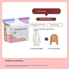 🧳【Set od 5 dijelova, 9600 kubičnih stopa】💨 Vakuumske vrećice za pohranu velikog kapaciteta koje se mogu stlačiti: Nije potrebna pumpa, nepropusne su, idealne za uštedu prostora u koferu i domu ✈️