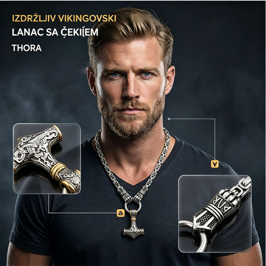 ⚡ 50% popusta 🔥 Vikinška ogrlica s Thorovim čekićem