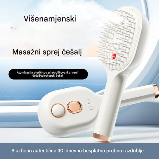 💖💨Češalj s funkcijom prskanja jednim gumbom koji učinkovito sprječava zapetljavanje kose.