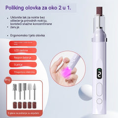 💅Električna turpija za nokte 2 u 1 s LED lampom (lampa za sušenje + 5 nastavaka za poliranje)