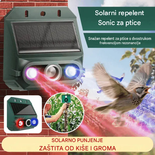 【30% popusta】🔥Ultrazvučni repelent za životinje na solarni pogon, vanjski repelent za ptice, s trepćućim infracrvenim svjetlom i crvenim/plavim LED svjetlom