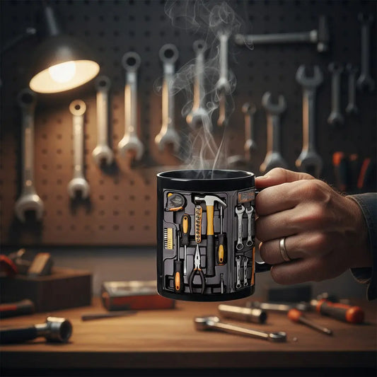 🔥☕Kūrybiškai sukurtas modernus įrankių dėžės formos puodelis, unikalaus dizaino kavos puodelis.