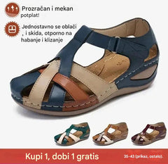 [35-43] Ženske ljetne sandale, izrađene od mekane kože, debeli potplat, šuplji čičak