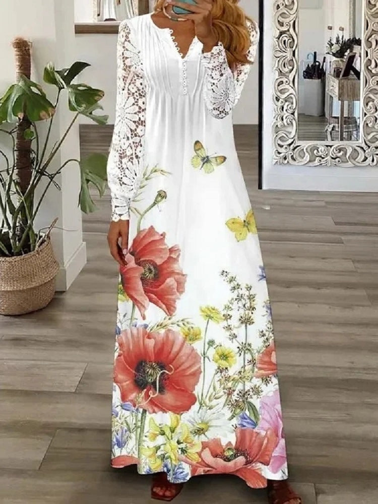 【S-5XL】pavasara jaunā dāmu modes mežģīņu kleita