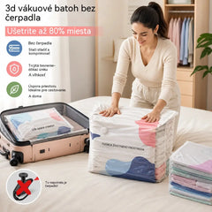 🧳【5-dielna sada】💨 Veľké, stlačiteľné vákuové úložné vrecko: nevyžaduje pumpičku, je nepriepustné a ideálne na úsporu miesta v kufri a doma ✈️