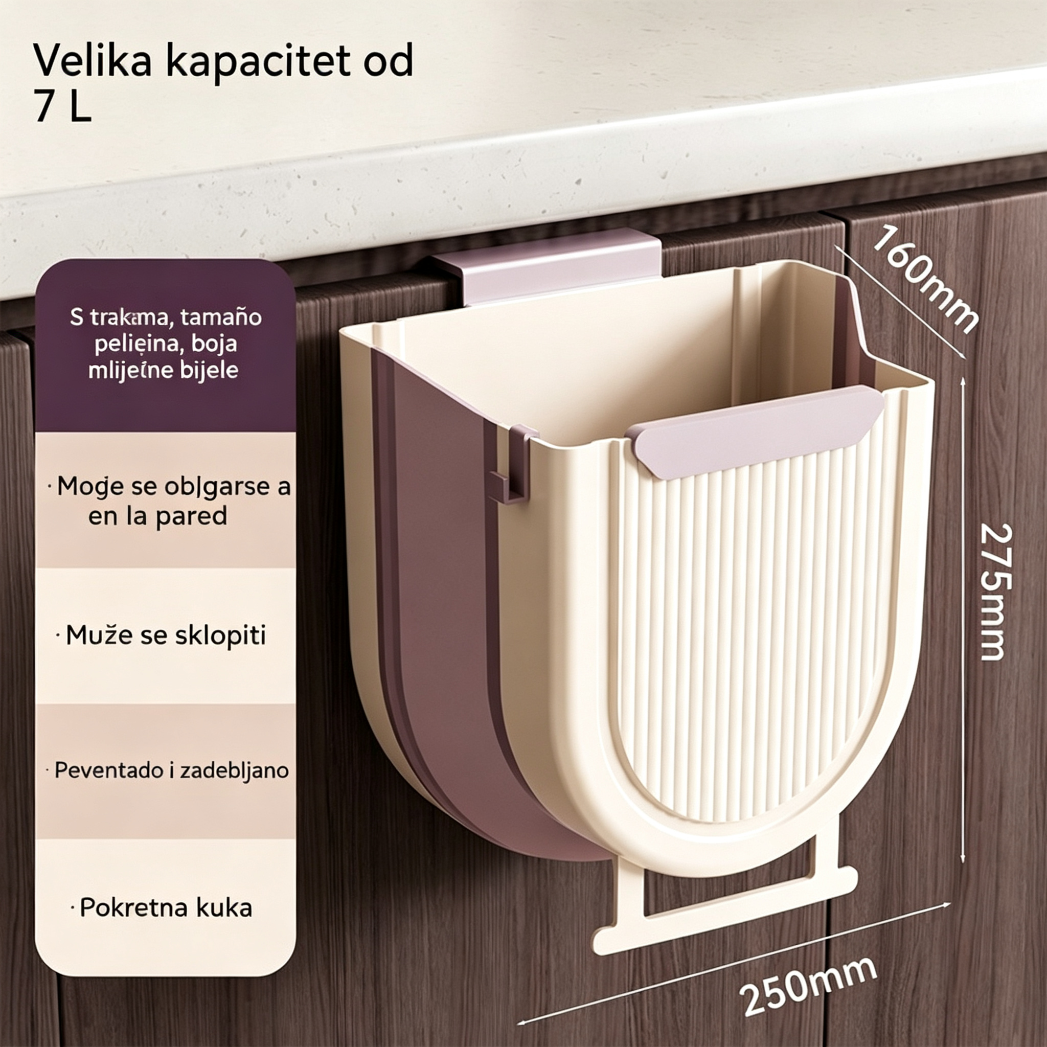 🗑️🚪Viseća sklopiva kanta za smeće za kuhinju, viseća kanta za smeće za vrata kućnog ormarića