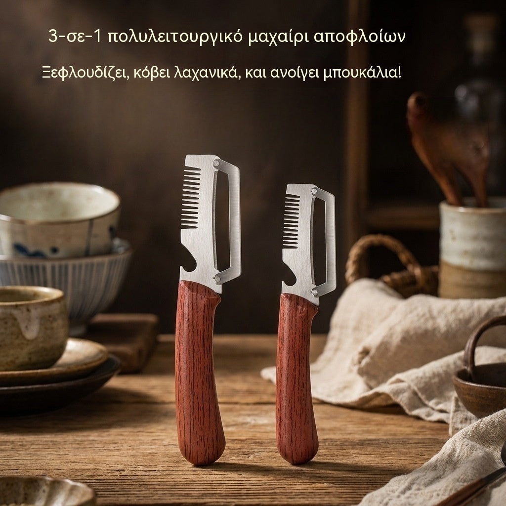 ✅ Αγοράστε 1 και πάρτε 1 δωρεάν (2 τεμάχια συνολικά) 🧅🔪 Πολυλειτουργικός αποφλοιωτής 3 σε 1: Καθαρισμός, Κόψιμο, Άνοιγμα Μπουκαλιού! 🔥