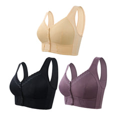🔥Oferta ograniczona czasowo🔥（3 szt）💕🎁【45kg-155kg】Oversized oddychający biustonosz z miękkiej bawełny, zapinany z przodu na guziki
