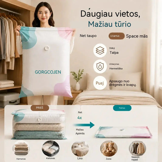 🧳 5 prekės už 28 eurus 💨 Didelis, suspaudžiamas vakuuminis laikymo maišelis: nereikia pompos, nepralaidus ir idealiai tinka taupyti vietą lagamine ir namuose ✈️