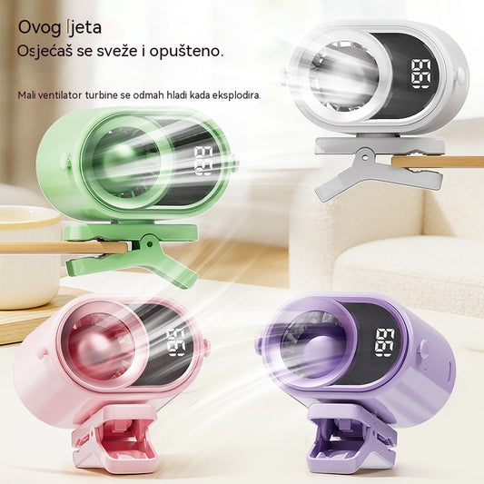 🌀 Ventilator bez upotrebe ruku s LED zaslonom, integriranom kopčom i 199 podesivih razina