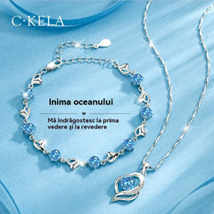 ✨✨【Kup 1, a 1 otrzymasz gratis】💎Serce oceanu 925 srebro bransoletka + naszyjnik zestaw-4238649.