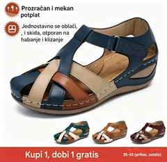 [35-43] Ženske ljetne sandale, izrađene od mekane kože, debeli potplat, šuplji čičak
