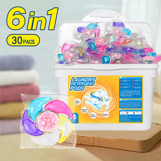 ✨50% popusta!✨【100 komada】🌸Izuzetno velika kanta 6 u 1 mirisnih perlica za pranje rublja, koje učinkovito uklanjaju mrlje, ostavljaju dugotrajan svjež miris te uništavaju grinje i bakterije