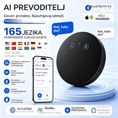 Uređaj za prevođenje jezika s umjetnom inteligencijom – dvosmjerni glasovni prevoditelj u stvarnom vremenu koji podržava više jezika.