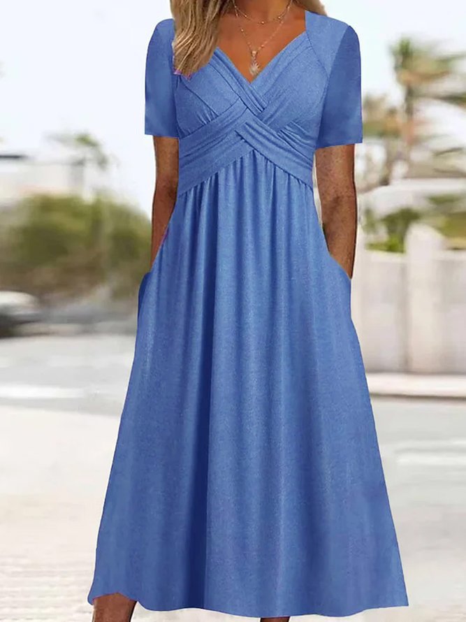 👍👍【ZĽAVA 50！%】💐👗【S-3XL】2026 jarné a letné nové jednofarebné módne jednoduché ležérne šaty