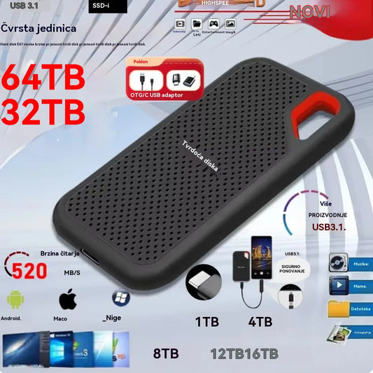 【Zadnji dan 🔥50% popusta】💥【8TB-128TB】 Brzi i veliki mobilni tvrdi disk
