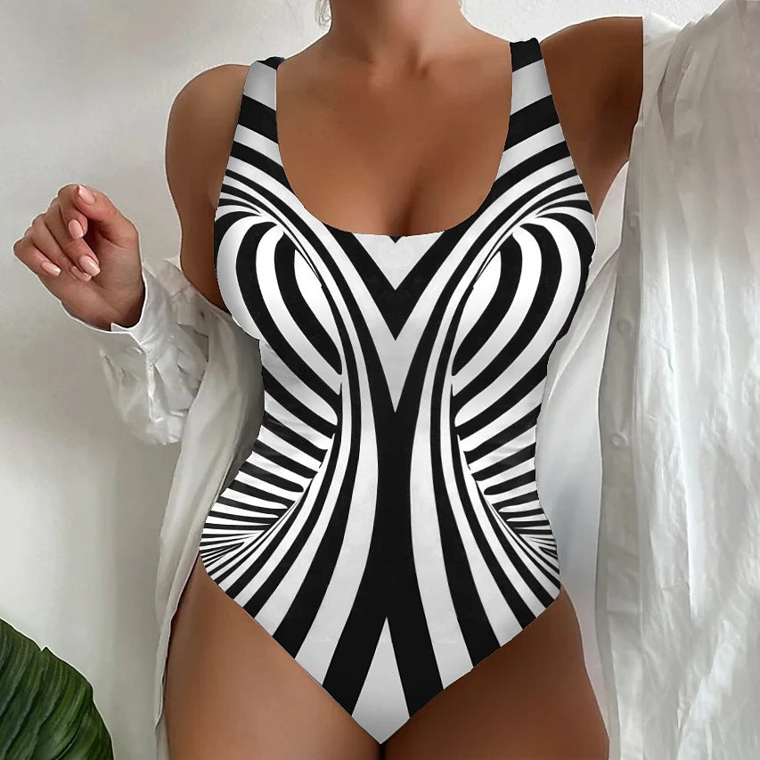 🩱S~5XL🏖️ Štýlové a pohodlné pruhované jednodielne plavky | Trendy kúsok leta 2026 🌊💃