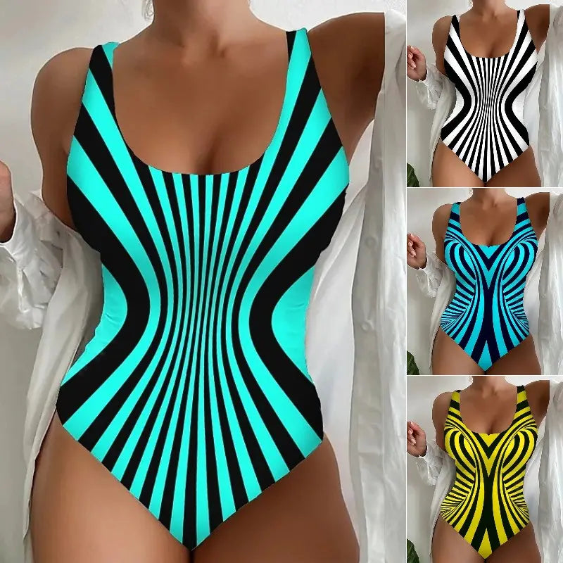 🩱S~5XL🏖️ Štýlové a pohodlné pruhované jednodielne plavky | Trendy kúsok leta 2026 🌊💃