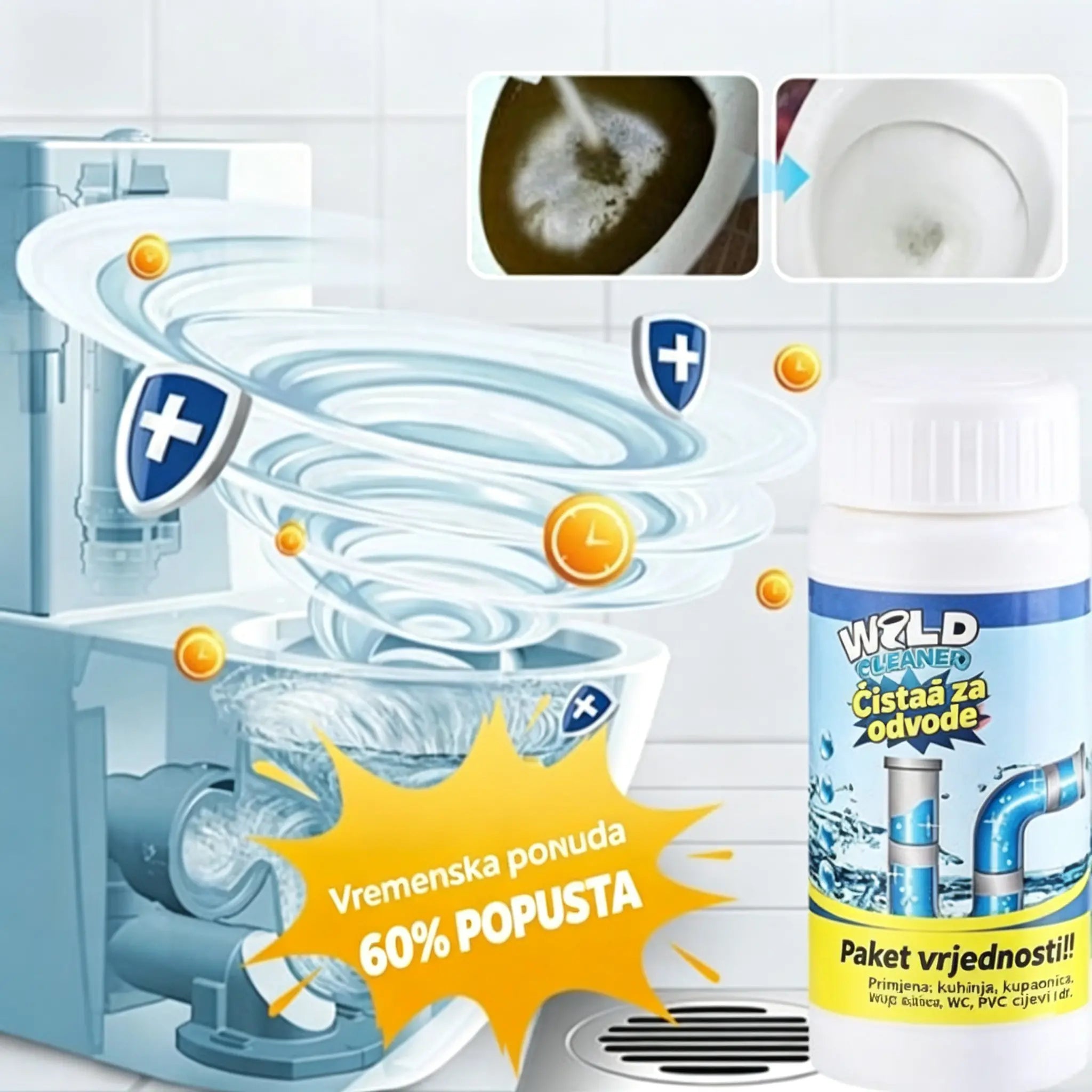 🛁💦【Kupite 1, dobijte 1 gratis】🌟Sredstvo za čišćenje sudopera i odvoda: pjena visoke gustoće od raspadajućih ekstrakata i enzima.