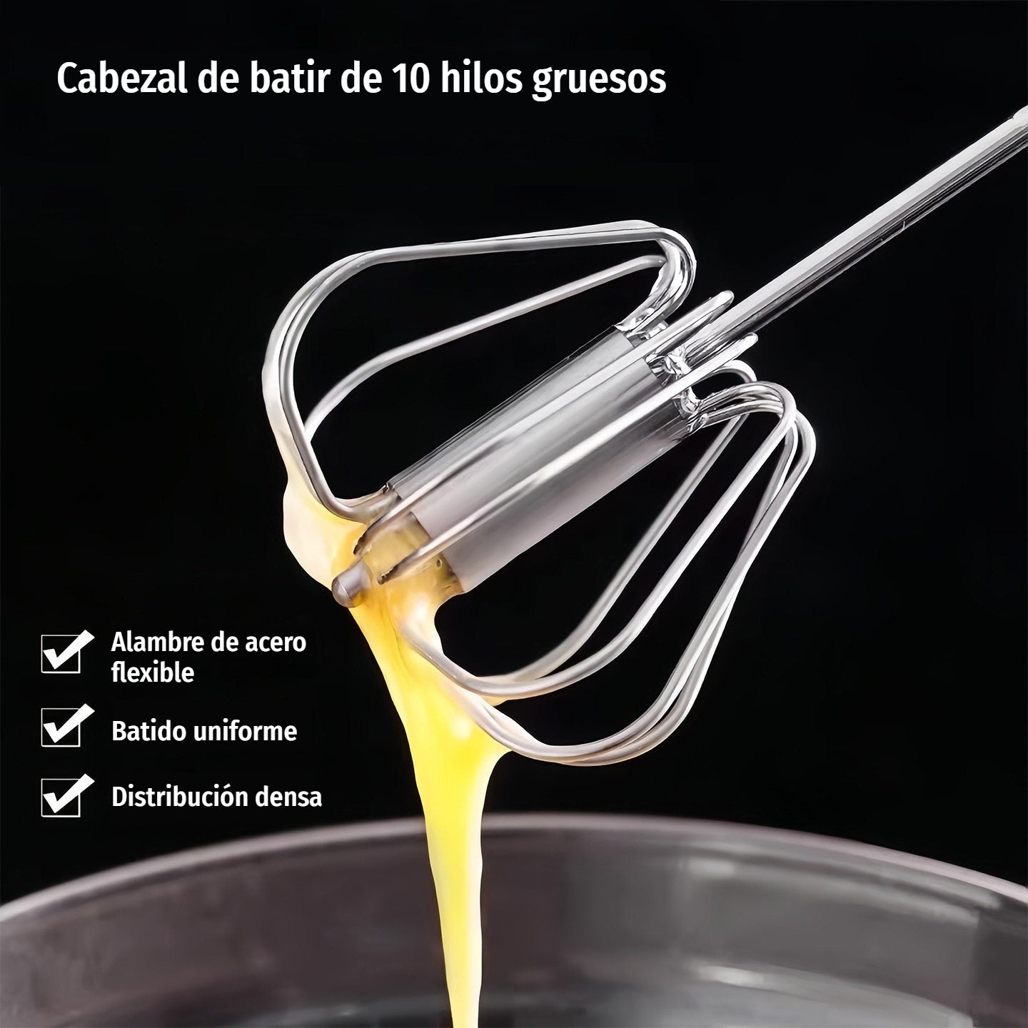 21€【 Conjunto de 2 piezas】Batidor de huevos semiautomático de acero inoxidable