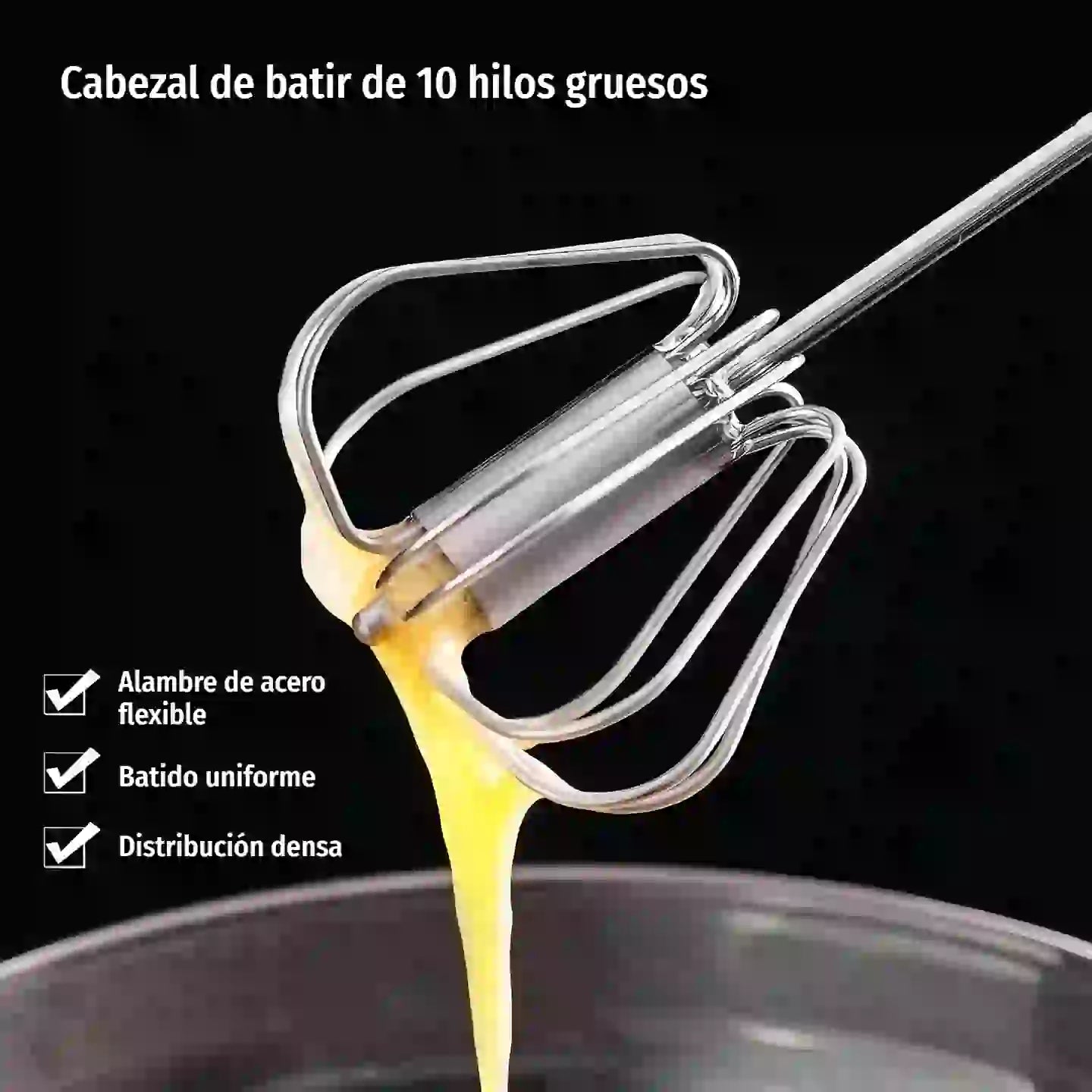 22€【 Conjunto de 2 piezas】Batidor de huevos semiautomático de acero inoxidable