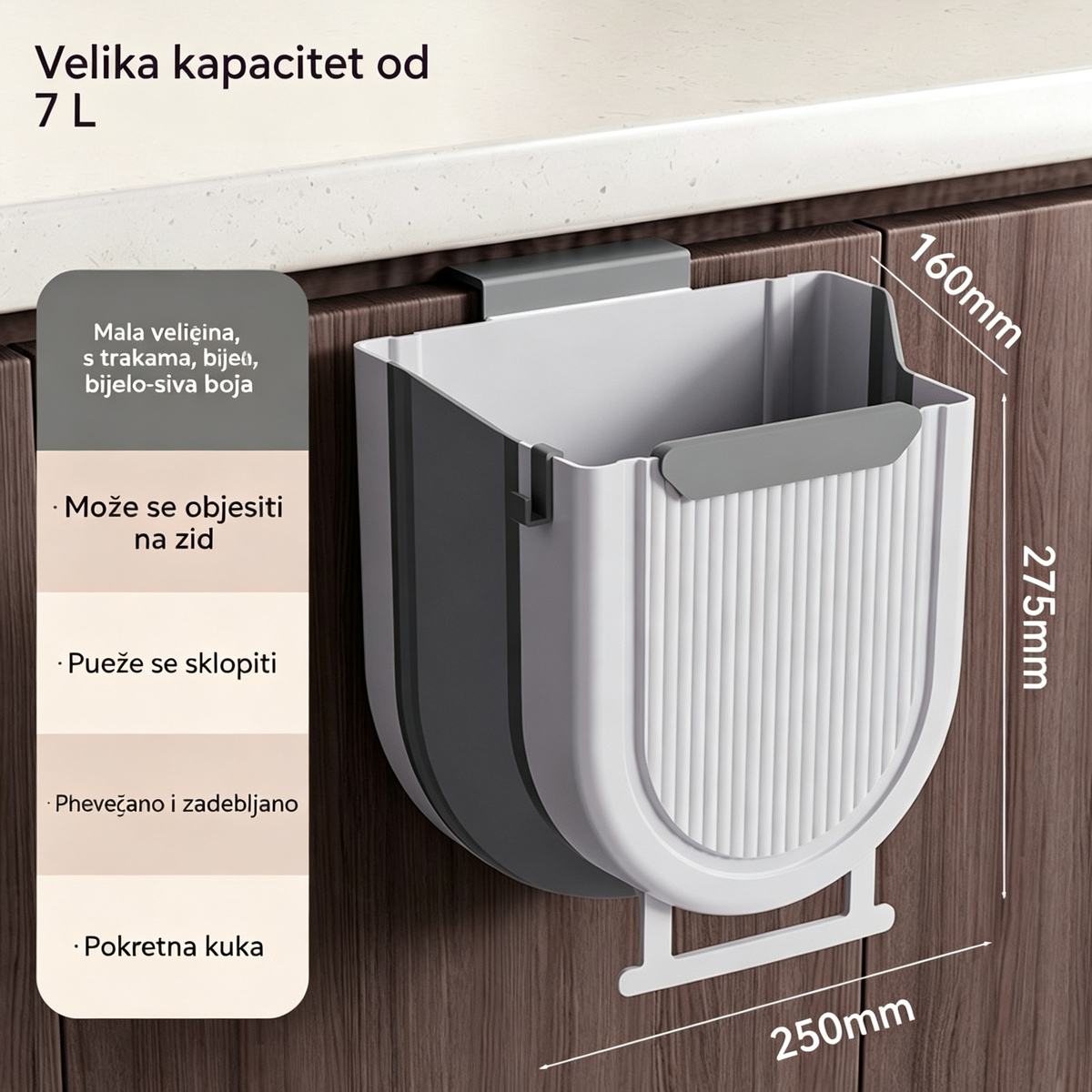 🗑️🚪Viseća sklopiva kanta za smeće za kuhinju, viseća kanta za smeće za vrata kućnog ormarića