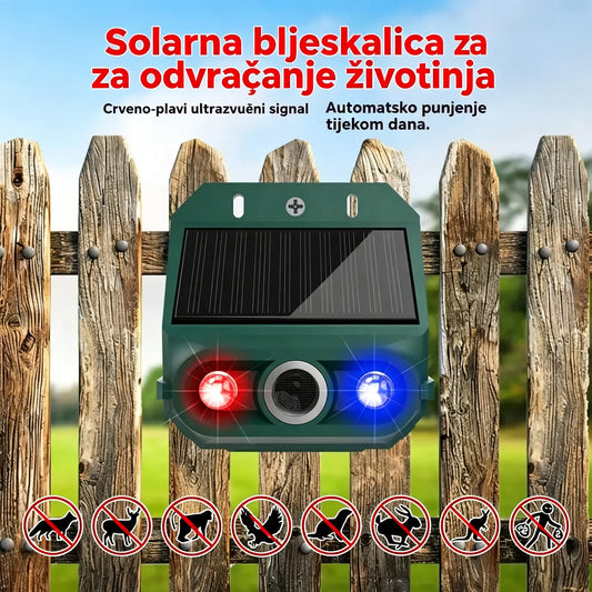 【30% popusta】🔥Ultrazvučni repelent za životinje na solarni pogon, vanjski repelent za ptice, s trepćućim infracrvenim svjetlom i crvenim/plavim LED svjetlom