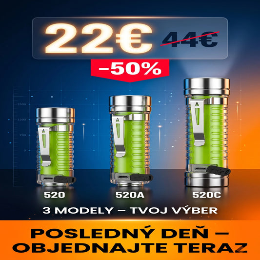 👍👍 Kompaktné LED svietidlo – USB-C rýchle nabíjanie, bočné svetlo, výdrž na dni. 22€ namiesto 44€.