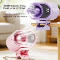 🌀 Ventilator bez upotrebe ruku s LED zaslonom, integriranom kopčom i 199 podesivih razina