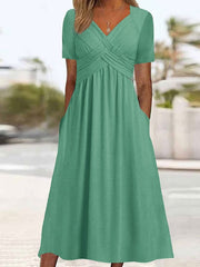 👍👍【ZĽAVA 50！%】💐👗【S-3XL】2026 jarné a letné nové jednofarebné módne jednoduché ležérne šaty