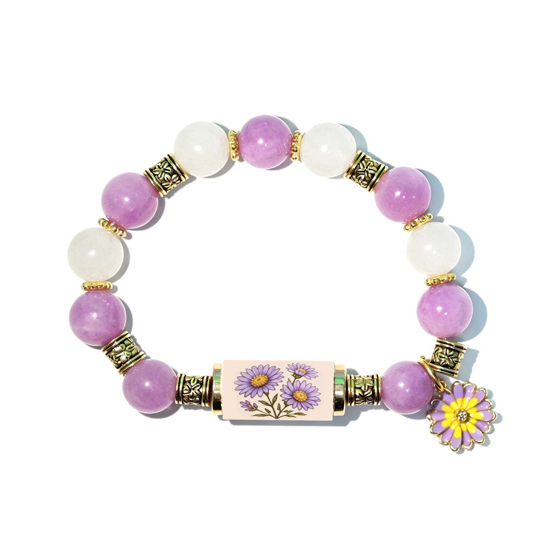 🔥【Kupi 1 dobij 1 besplatno】🎁✨Narukvica s cvijetom za rođendan u prosincu, privjesak s kapljicom ulja od legure i ružom u kombinaciji s narukvicom od kalcedona🌸