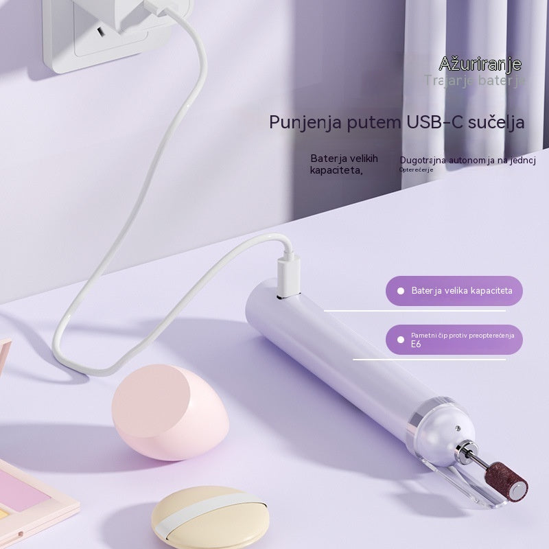 💅Električna turpija za nokte 2 u 1 s LED lampom (lampa za sušenje + 5 nastavaka za poliranje)