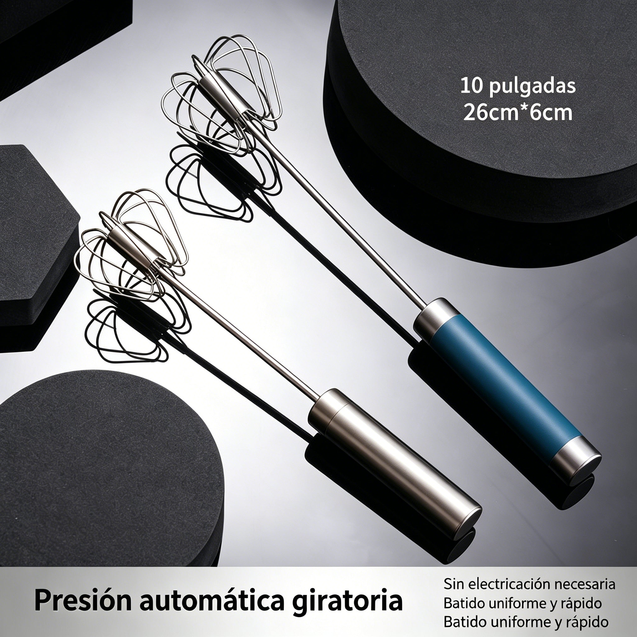 22€【 Conjunto de 2 piezas】Batidor de huevos semiautomático de acero inoxidable