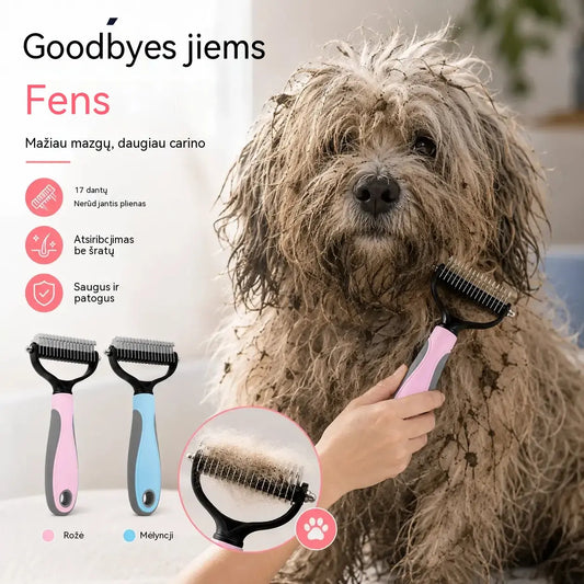 🐶【Pirk 1, gauk 1 nemokamai】2 vnt. Dvipusis šepetys naminių gyvūnėlių priežiūrai ir plaukų šalinimui