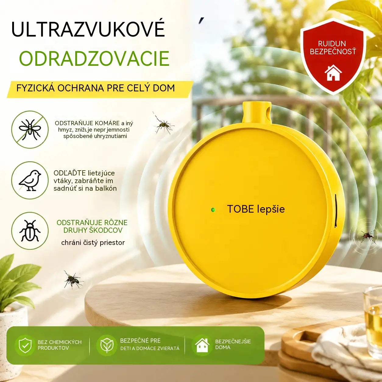 🔥 2 kusy za 22 € Prenosný ultrazvukový odpudzovač vtákov | Automatický odpudzovač holubov, ideálny na balkóny, záhrady a vonkajšie priestory