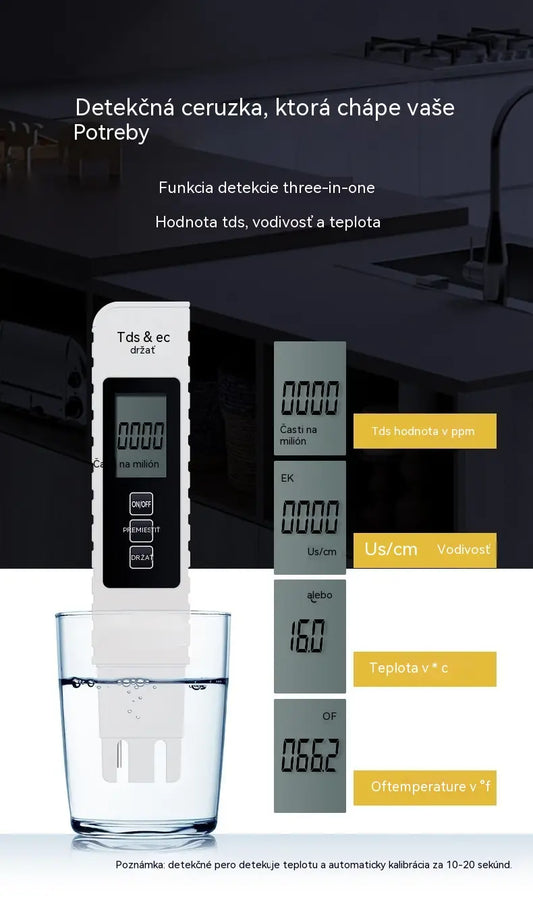 2 kusy 20 €💧Kúpte 1, získajte 1 zadarmo🔍 Digitálny vodomer TDS 3 v 1 – Skontrolujte kvalitu vody za pár sekúnd ✨