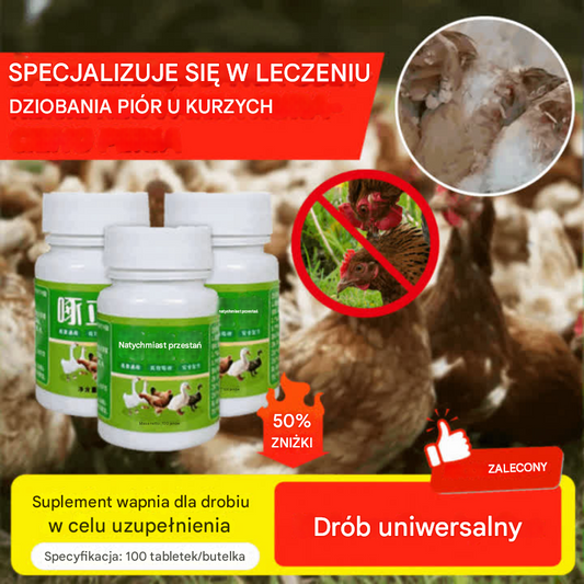 Jedna tabletka może wyleczyć chorobę. ✅Kurczaki, które poważnie dziobią pióra, palce i pośladki ✅Kurczaki, które dziobią jajka ✅Niedożywienie drobiu ✅Suplement wapnia dla drobiu w celu uzupełnienia odżywiania ✅Uniwersalne drób