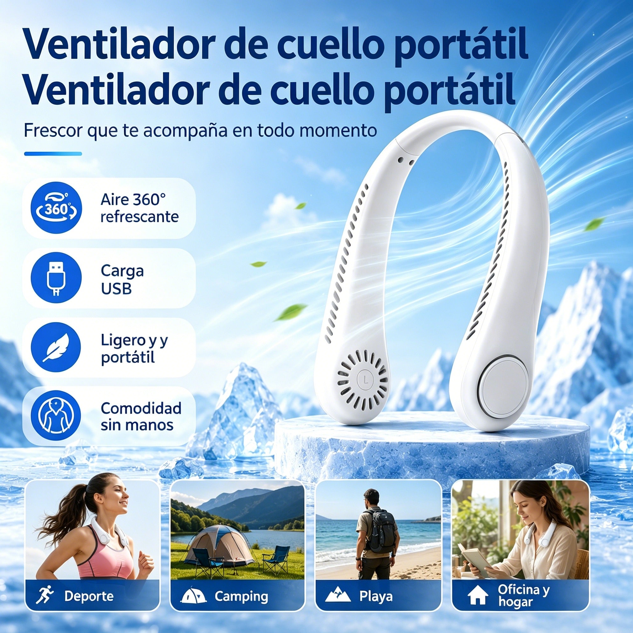 💨 Ventilator za klima uređaj - Iznimno tih, prijenosan i rotirajući za 360° - Idealan za ljeto 🌞